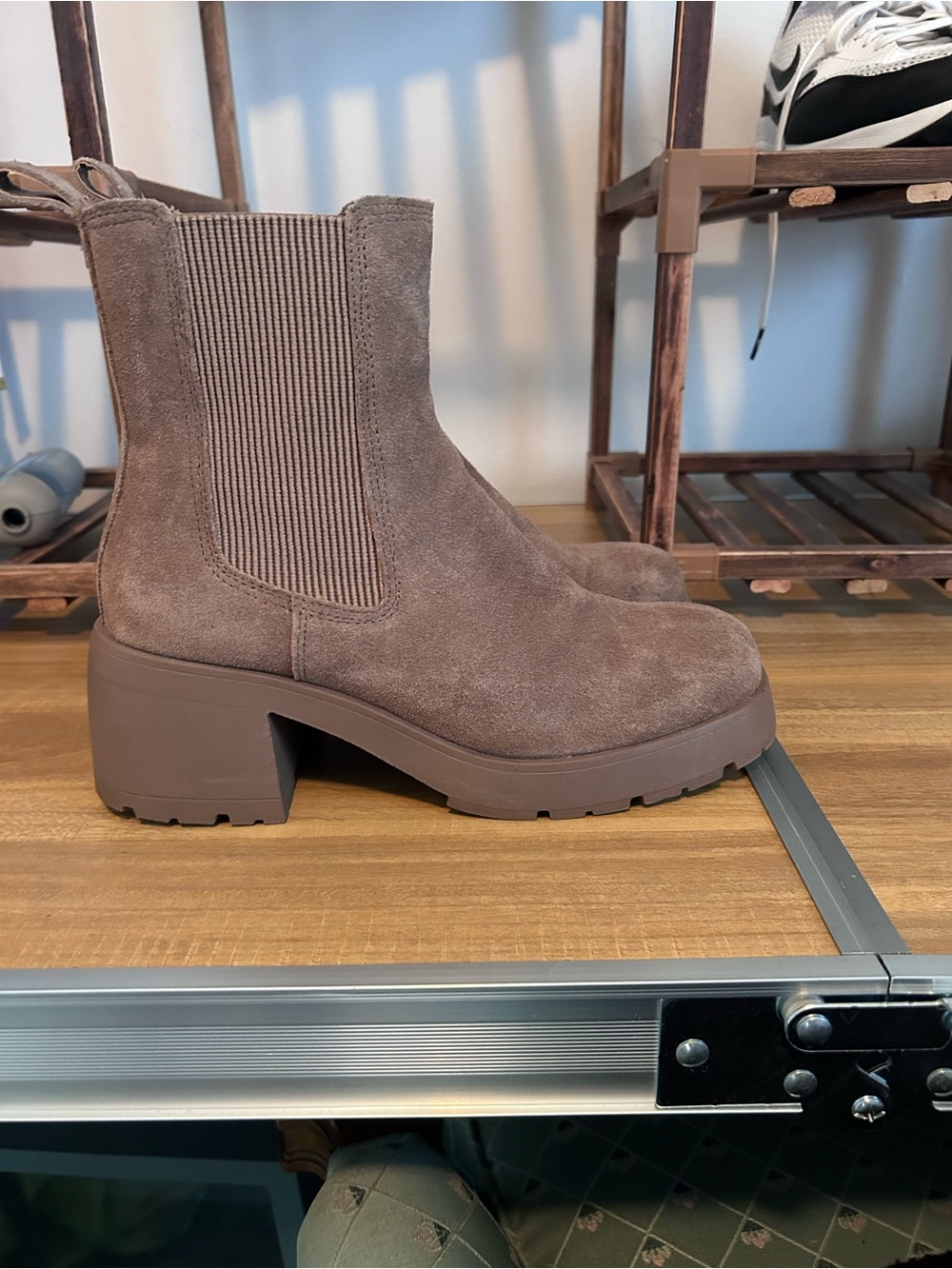 Women’s Steve Madden Chunky Chelsea Boot - Brown Suede - Picture 3 of 5